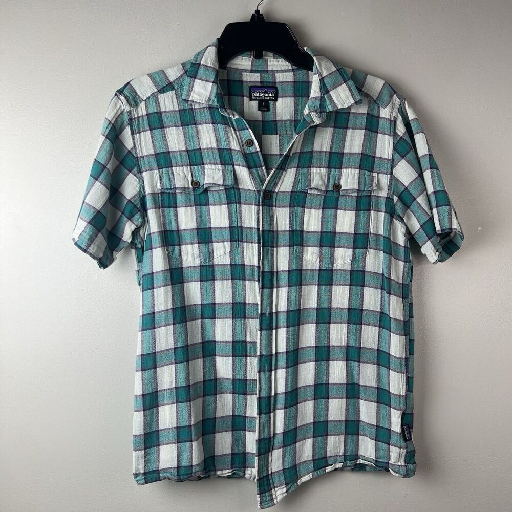 Patagonia Steersman Organic Cotton Plain Button Down Shirt Size Small